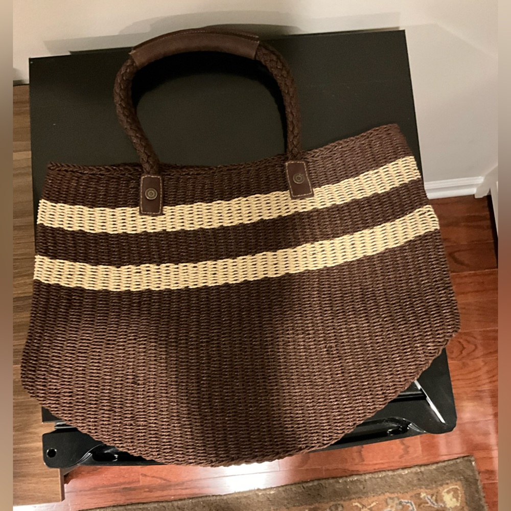 NWT Gap Brown and Cream Woven Tote Bag
